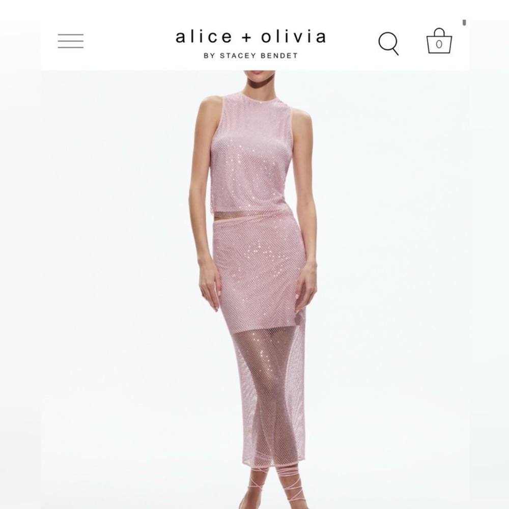 Alice + Olivia Pink Diamond Mesh Skirt